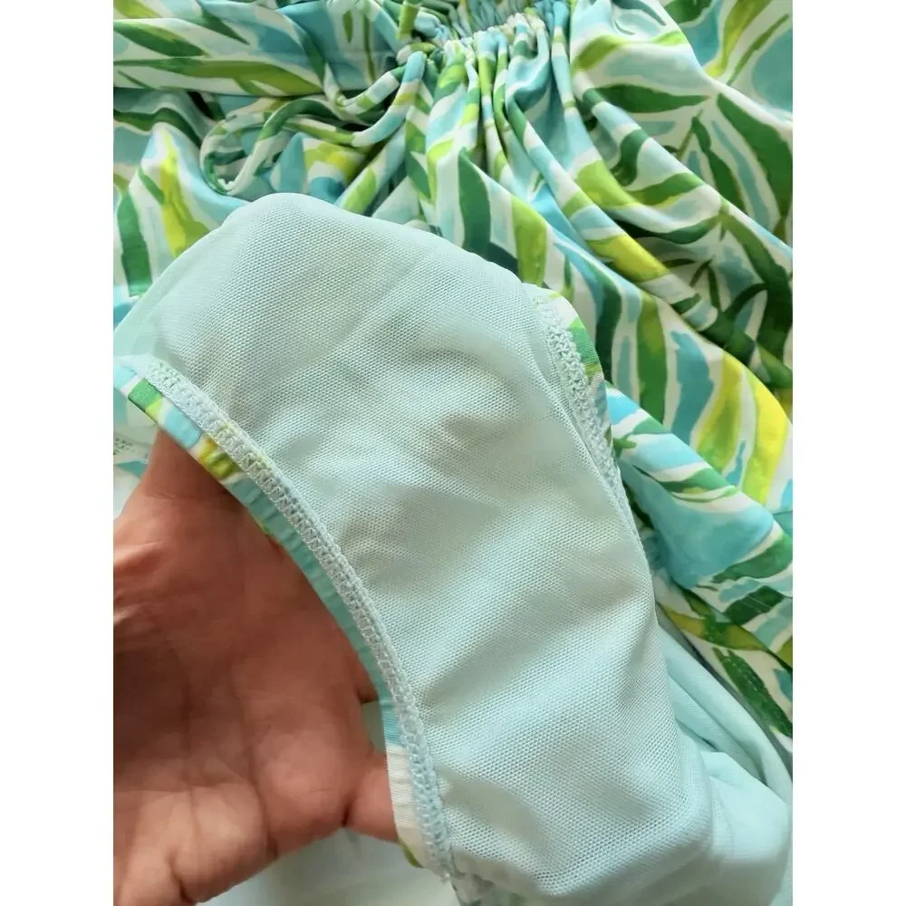 Torrid Size 5X Side Cinch Fitted Swim Dress With Brief Summer Tropical Blue NWOT